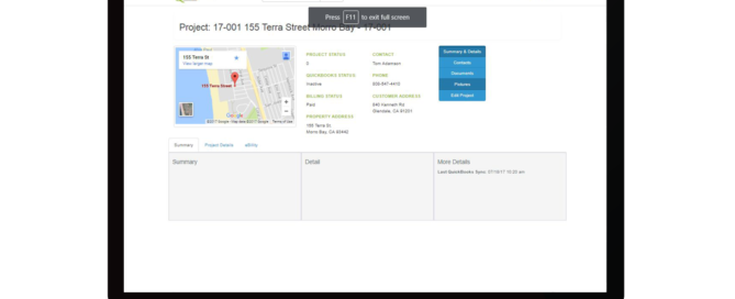 Qfactor Project view screen