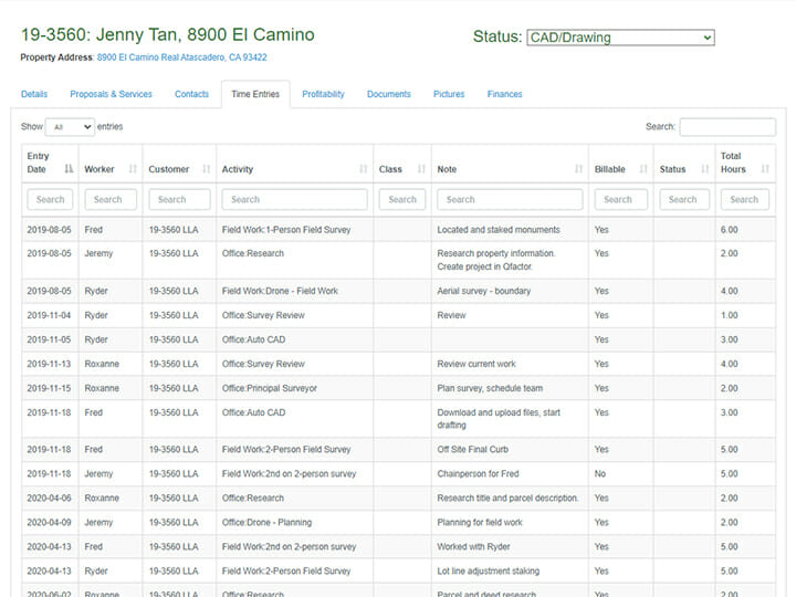 Manage Timesheets | Project Management Software for Land Surveyors